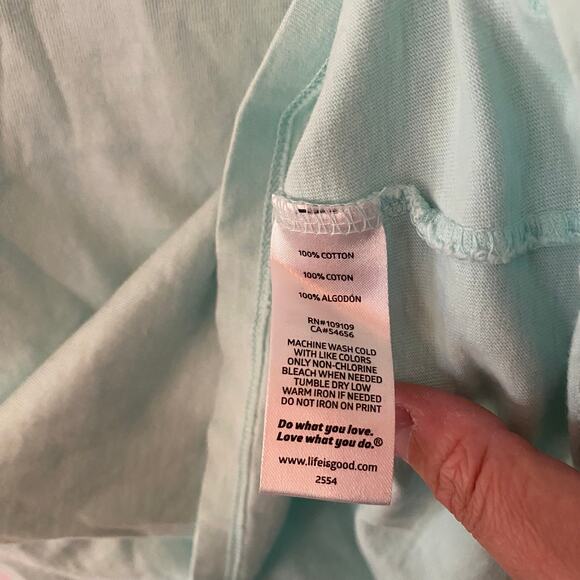 Life Is Good Blue Outdoors Short Sleeve T-Shirt Cotton Gorpcore Women's size XS - Picture 9 of 10